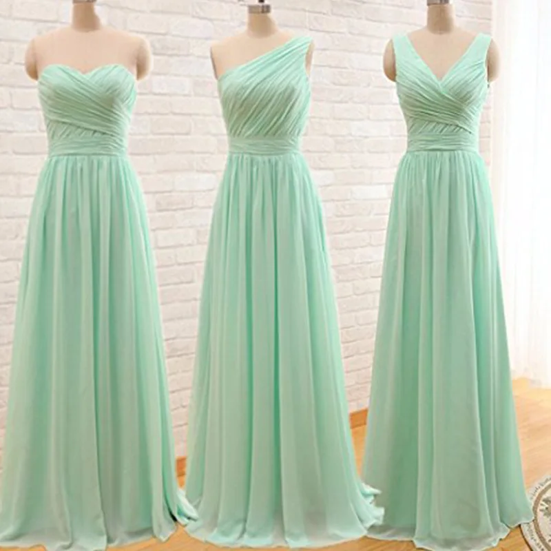 A Line Chiffon Pleat Elegant Strapless Sweetheart Bridesmaid Dresses Wedding Party Formal Prom Robe De Soiree Zipper Back