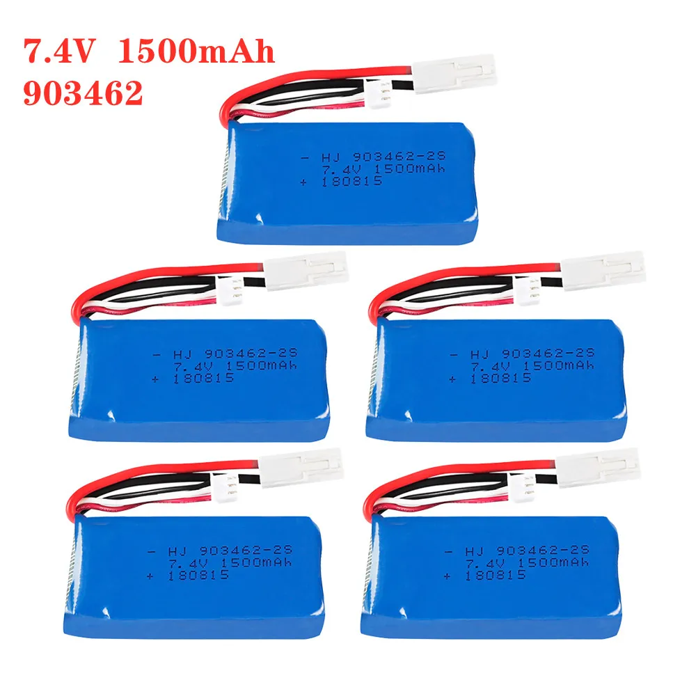 1-5PCS 7.4V 1500mAh Battery For FT009 Remote Control Boat Speedboat Battery 903462 7.4V 1500mah For Wltoys Car Battery