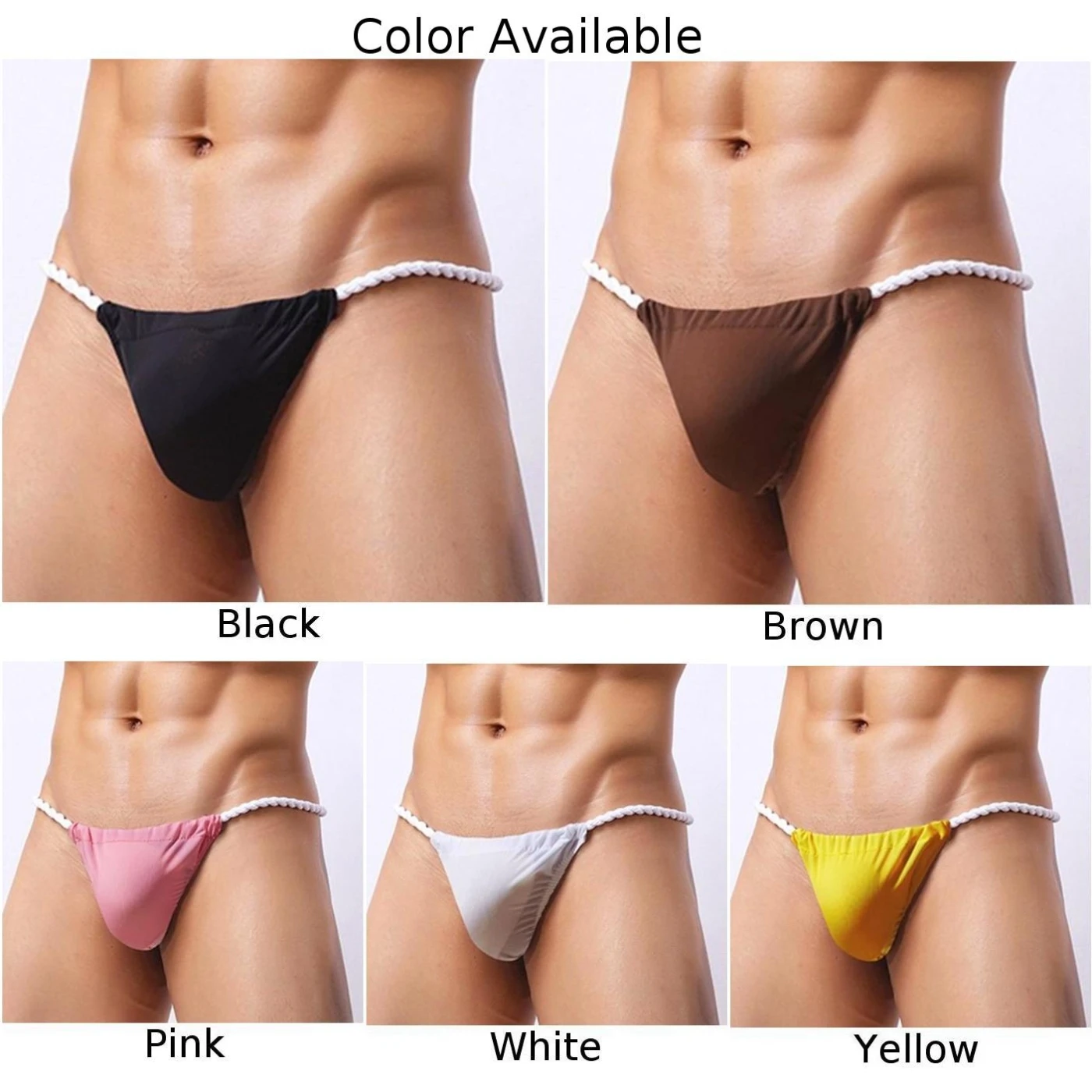 Men Sexy T-Back G-string Thong Bikini Fashion Seamless Underwear Micro Mesh Sheer Sissy Pouch Panties Fashion Bottom Short Brief