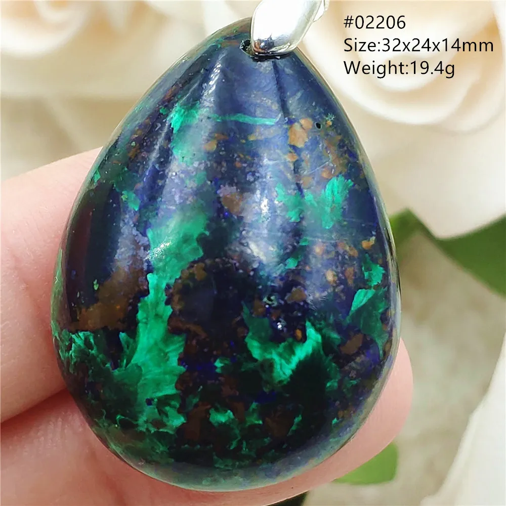 Natural Green Blue Malachite Lapis Lazuli Pendant Women Men Azurite Water Drop Necklace Gift Energy AAAAA