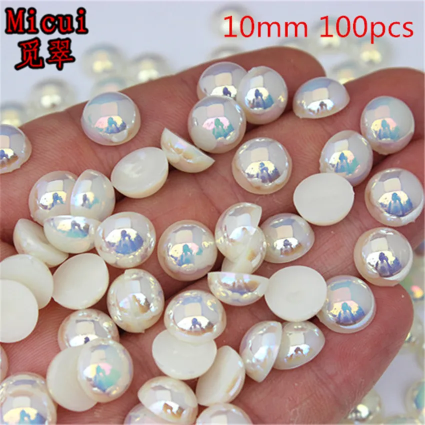 Mix Size AB color Flatback Half Round Pearl Craft ABS Imitation Pearl Acrylic Rhinestones Scrapbook Beads 3D Non HotFix Nail Art