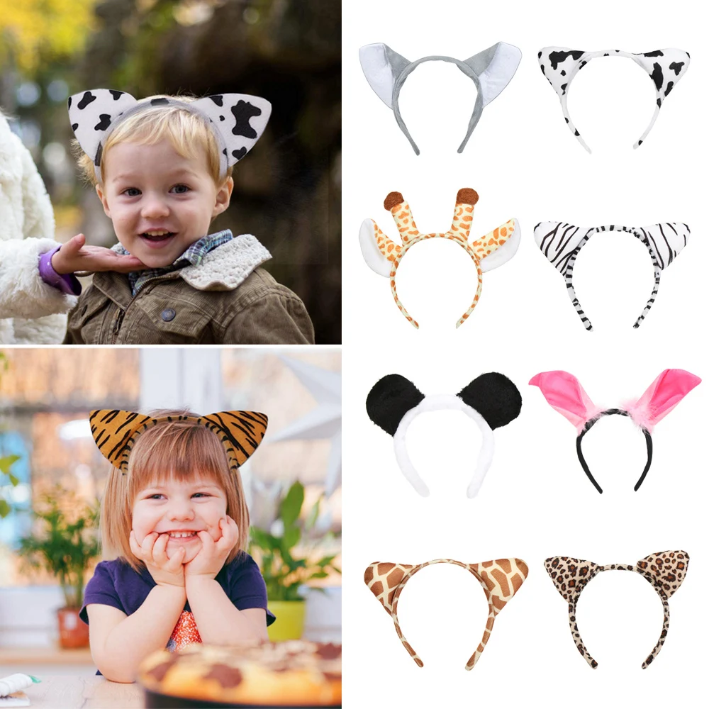 

Child Adult Animals Ears Cartoon Zebra Tiger Horn Ear Headband Animal Cosplay Costume Hair Band Birthday Party Props Gift