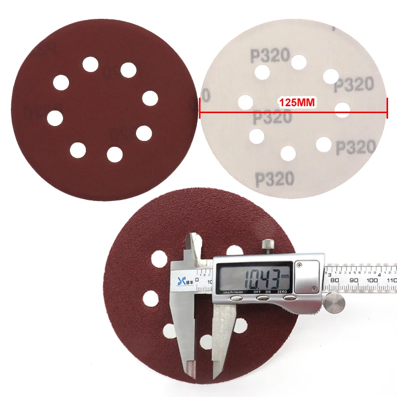 80Pcs 125Mm 8 Lỗ Tròn Chà Nhám Đĩa Đỏ Giấy Nhám Tự Độ Bám Dính Vòng Và Vòng Cát Giấy Nhám 320-2000