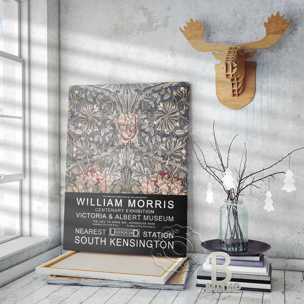 William Morris Victoria And Albert Museum Exhibition Poster, Repeating Patterns Of Plant Art Prints, Nordic Floral Home Decor