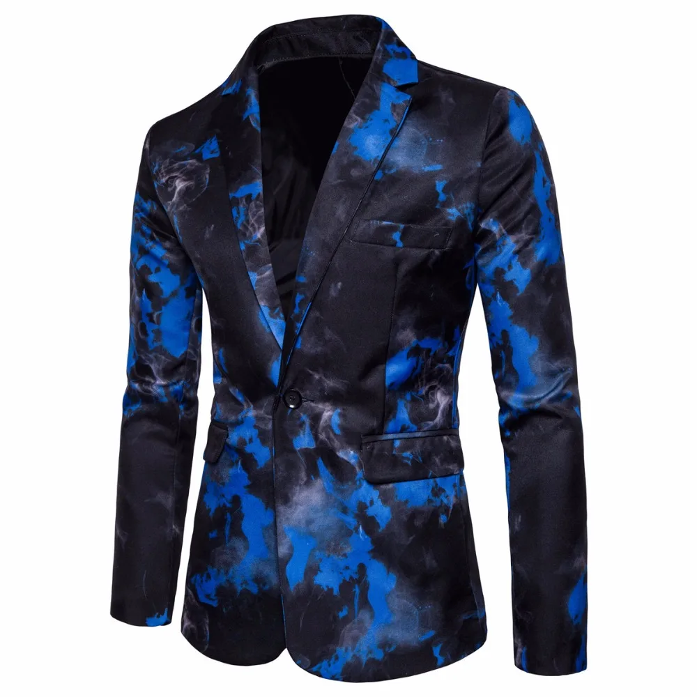 Mens Red Flame Printed Blazer Jacket 2022 Brand Casual Slim Fit Single Button Blazer Men\'s Suits and Blazers Terno Masculino 3XL