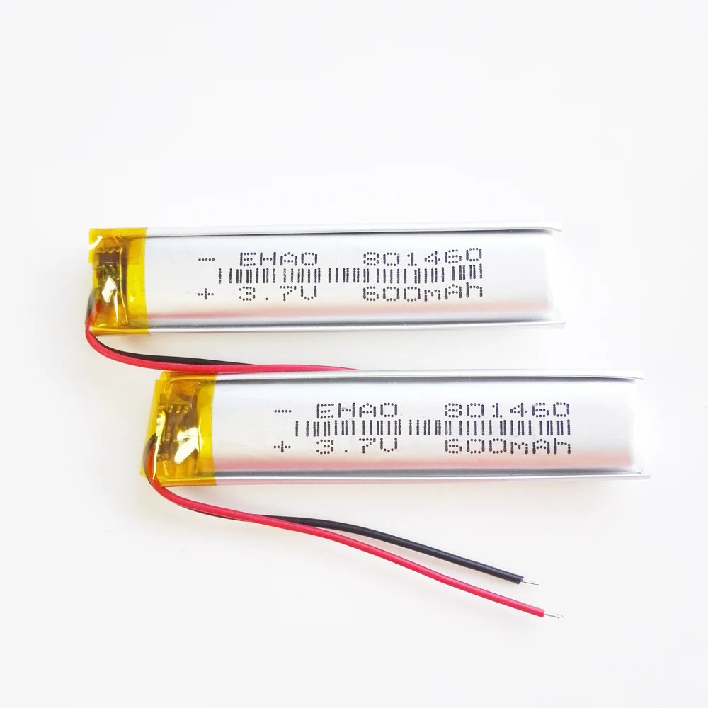Batería recargable LiPo de polímero de litio, 801460, 3,7 V, 600mAh, para Mp3, GPS, cámara, PAD, DVD, E-book, Auriculares Bluetooth, luz LED, 5 uds.