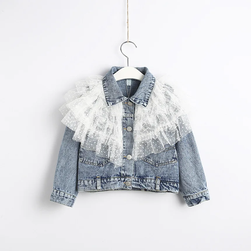 2004 New Children\'s  Autumn Winter Girls lace Coat Long-Sleeved Denim jacket Baby\'s Top Children\'s Clothing