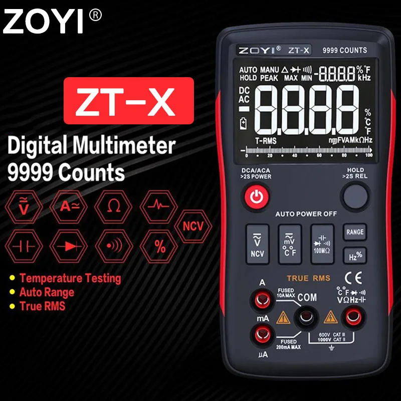 

Digital Multimeter with NCV HOLD Tester Tool Multimeter Professional Tester machine LCD backlight display Temperature AC DC ZT-X