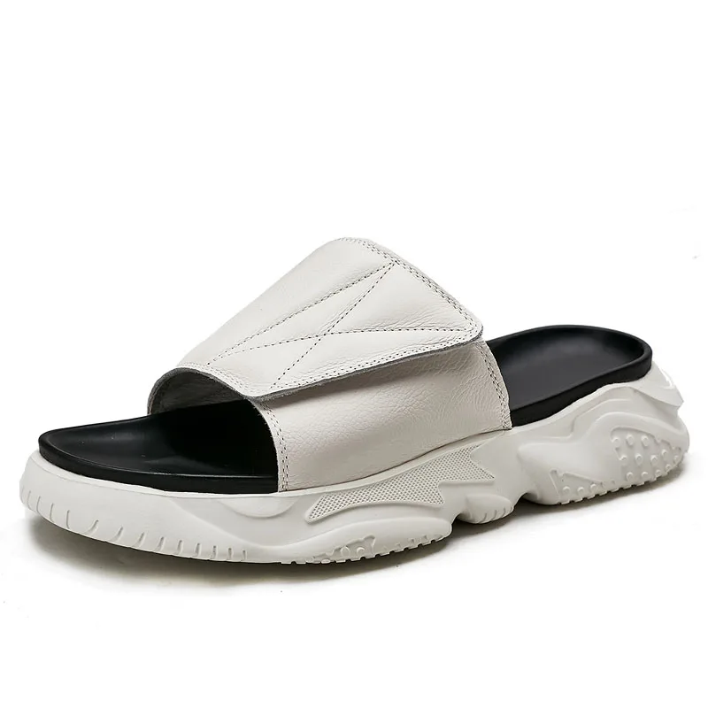 

Сандалии мужские из натуральной кожи, модные римские тапочки, вентилируемая обувь, Нескользящие, для пляжа и отдыха на открытом воздухе, лето 2023