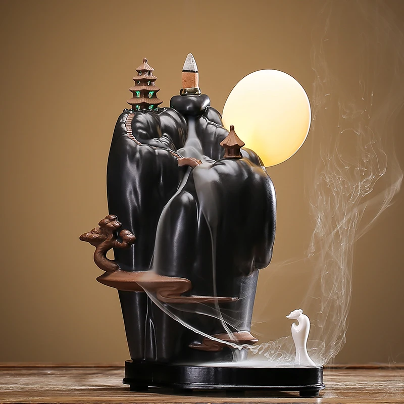 High Mountain Water Viewing Cloud Backflow Incense Burner Sandalwood Incense Burner Bedroom Living Room Tea Ceremony Creative