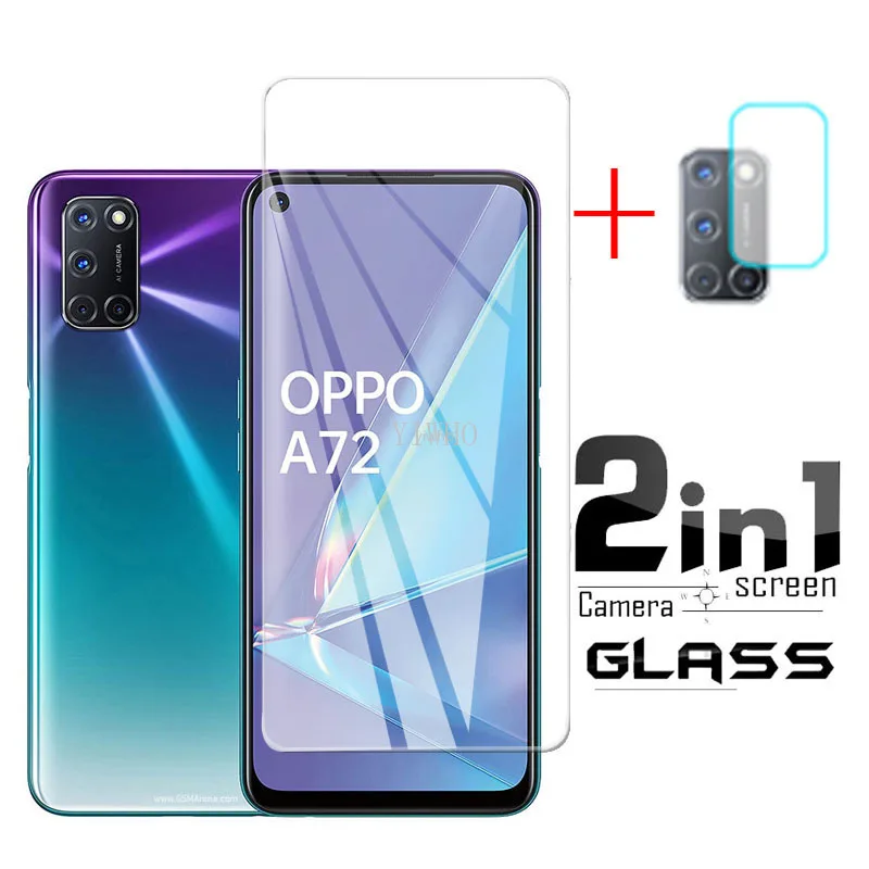 2in1 HD Protective Glass For OPPO A72 Tempered Glass On For OPPO A 72 2020 Screen Protector Camera Len Film 6.5