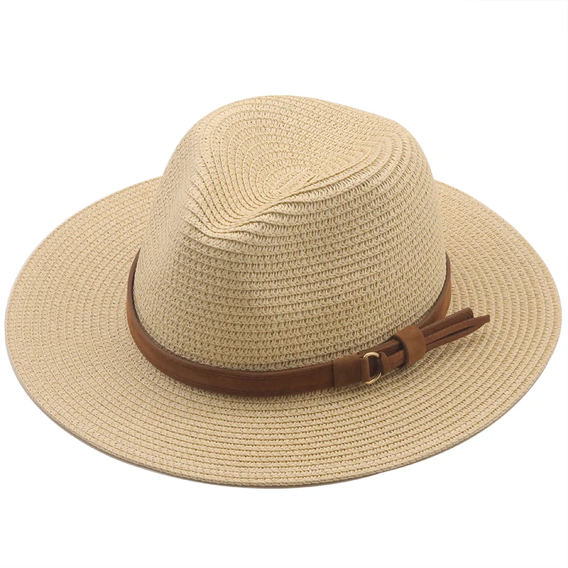 

Simple Panama Hat Summer Sun Hats For Women Men Beach Straw Hat Fashion UV Sun Protection Travel Cap Chapeu Feminino 2021