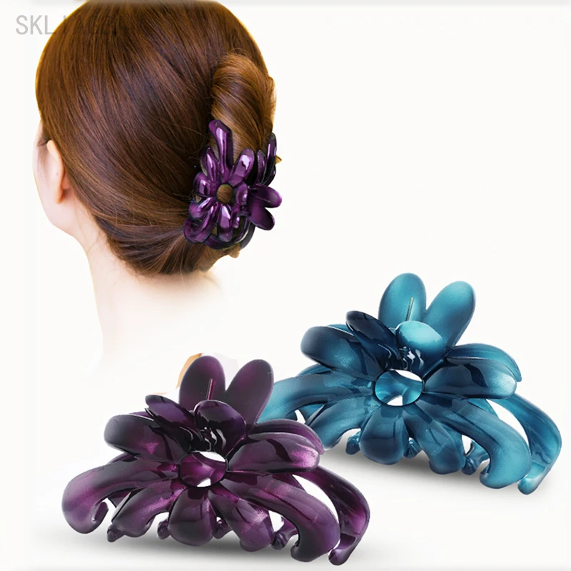 Vintage Klaue Clip Frauen Haar Clips Elegante Blumen Haar Barrettes Acryl Haar Clip Haar Clips Für Haar Mädchen Haar Zubehör