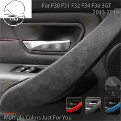 Turn Fur Suede Wrap Cover For BMW 3 4 Series F30 F31 F32 F34 F36 3GT 2013-2019 Door Handle Trim ABS Molding Car Interior