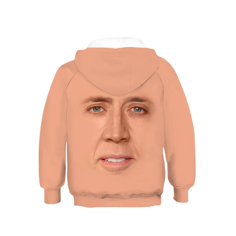 Jumeast Men Boys Girls 3D Print Children Hoodies Nicolas Cage Face Spring Autumn Coat Kids Fashion Cap Sport Pullover Sweatshirt
