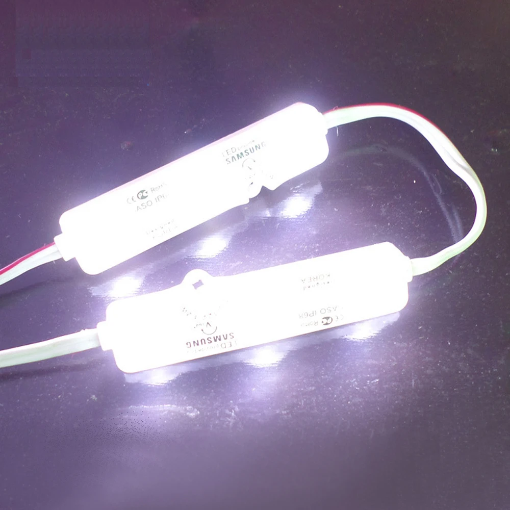 防水レンズ付きインジェクションライトモジュール,3LED 12V,5730 W,白,LED看板,ショップバナー,10個,20個50個