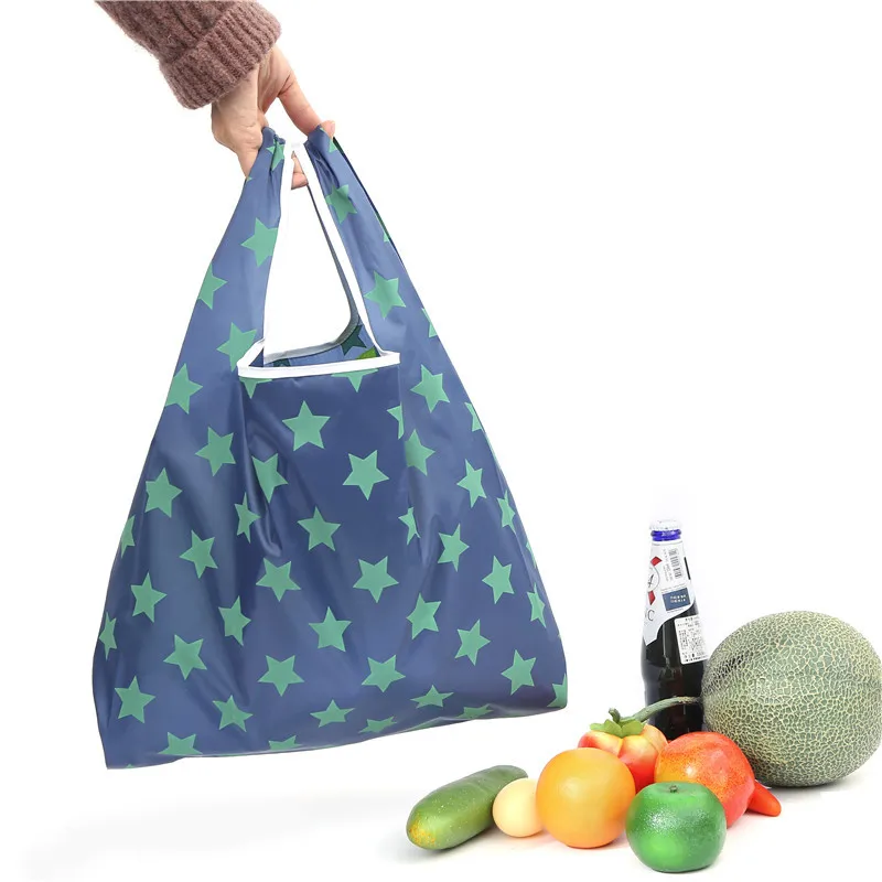 Portable Shopping Bag Foldable 190T Oxford Cloth Printing Household Supermarket Shopping Bag