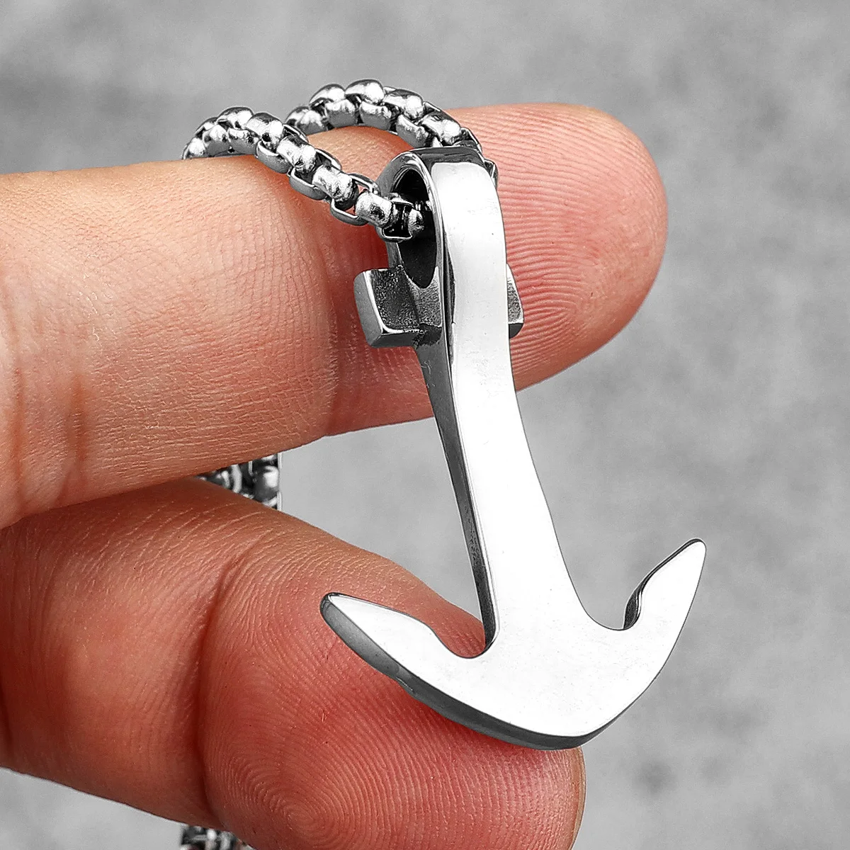 Geometric Cutting Anchor Stainless Steel Men Necklaces Pendants Chain Punk for Boyfriend Male Jewelry Creativity Gift Wholesale