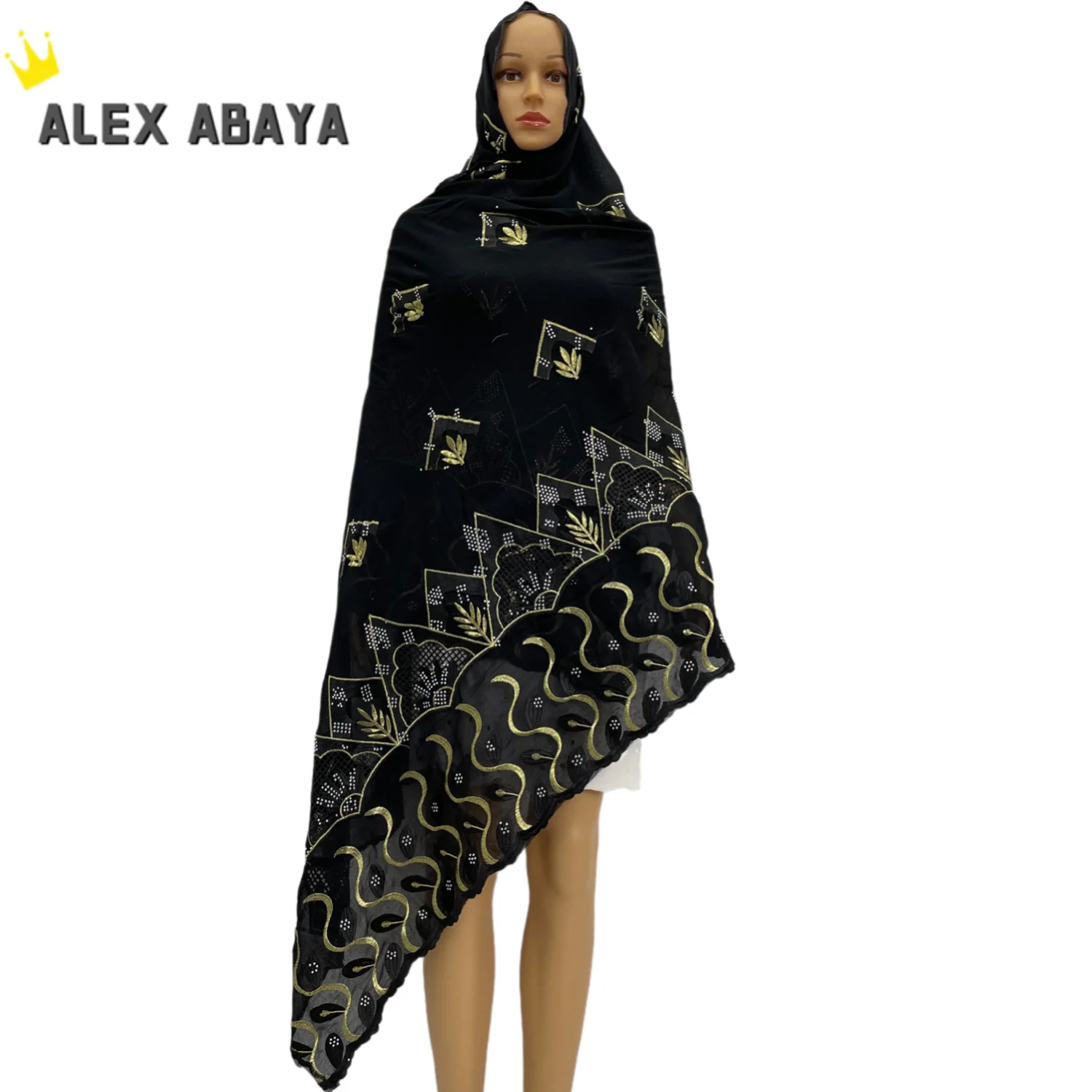 Nova mulher africana casual chiffon xale lenço de algodão islâmico estilo muçulmano tecido bordado turbante para hijabs atacado hijabs