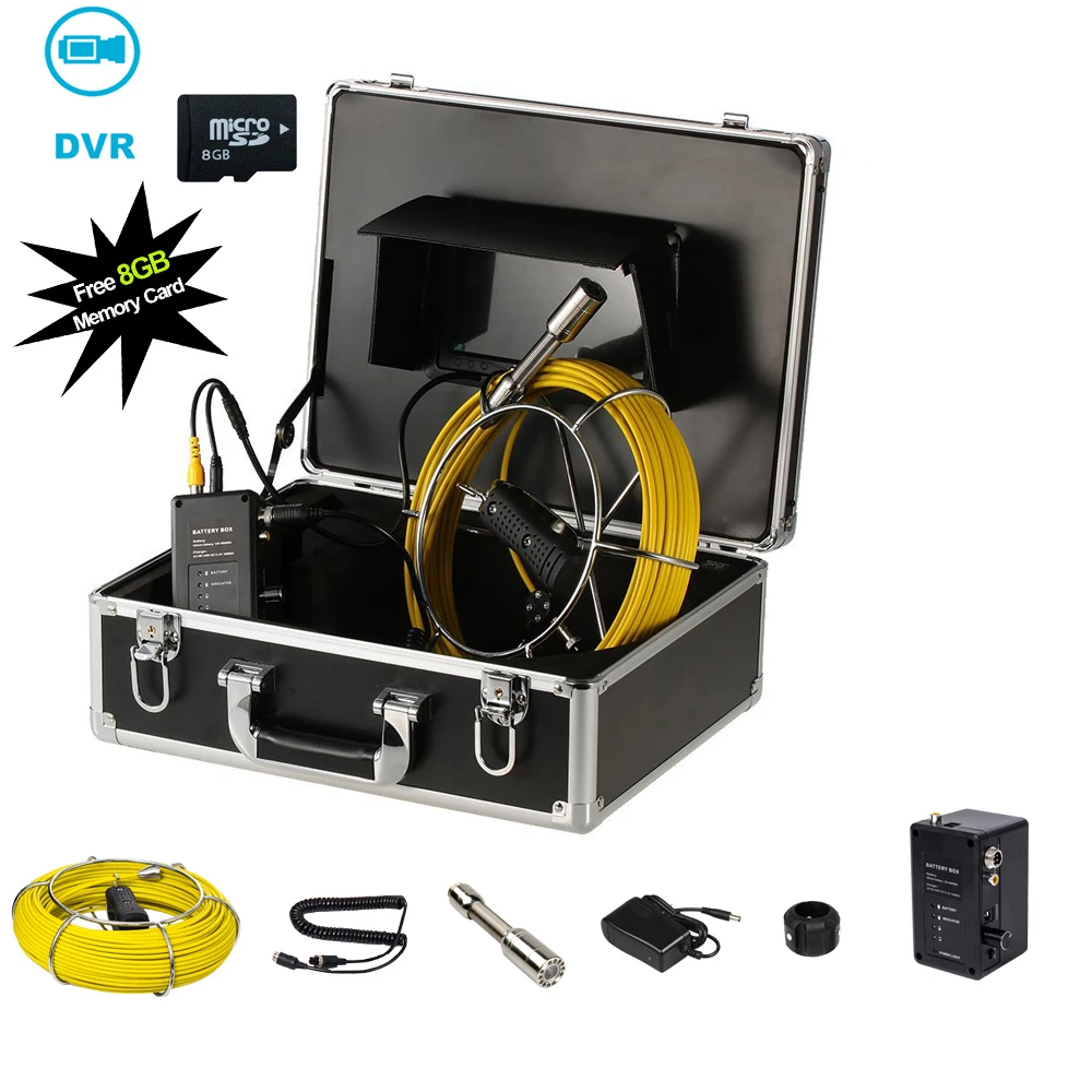 

Support DVR 20-50m Cable 23mm IP68 Waterproof Drain & Sewer Video Camera 7" Monitor Endoscope Pipe Industrial Inspection System