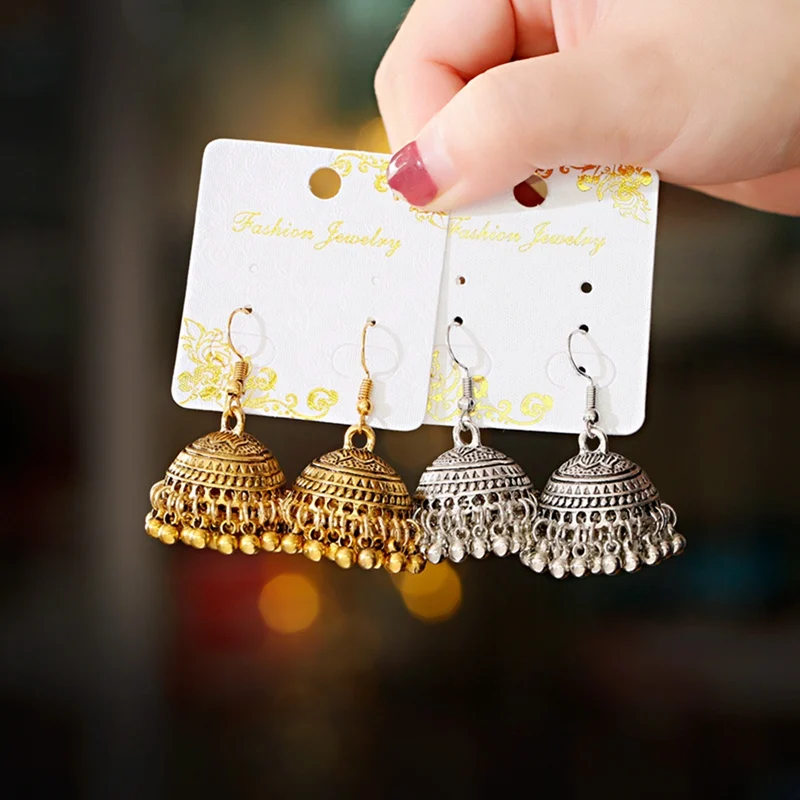 Egypt Gypsy Jewelry Retro Ethnic Indian Jhumka Small Bells Beads Tassel Dangle Earrings For Women Bohemian Pendients Party Gift