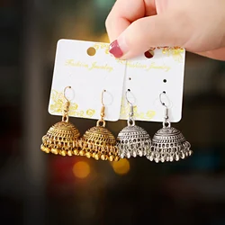 Egypt Gypsy Jewelry Retro Ethnic Indian Jhumka Small Bells Beads Tassel Dangle Earrings For Women Bohemian Pendients Party Gift