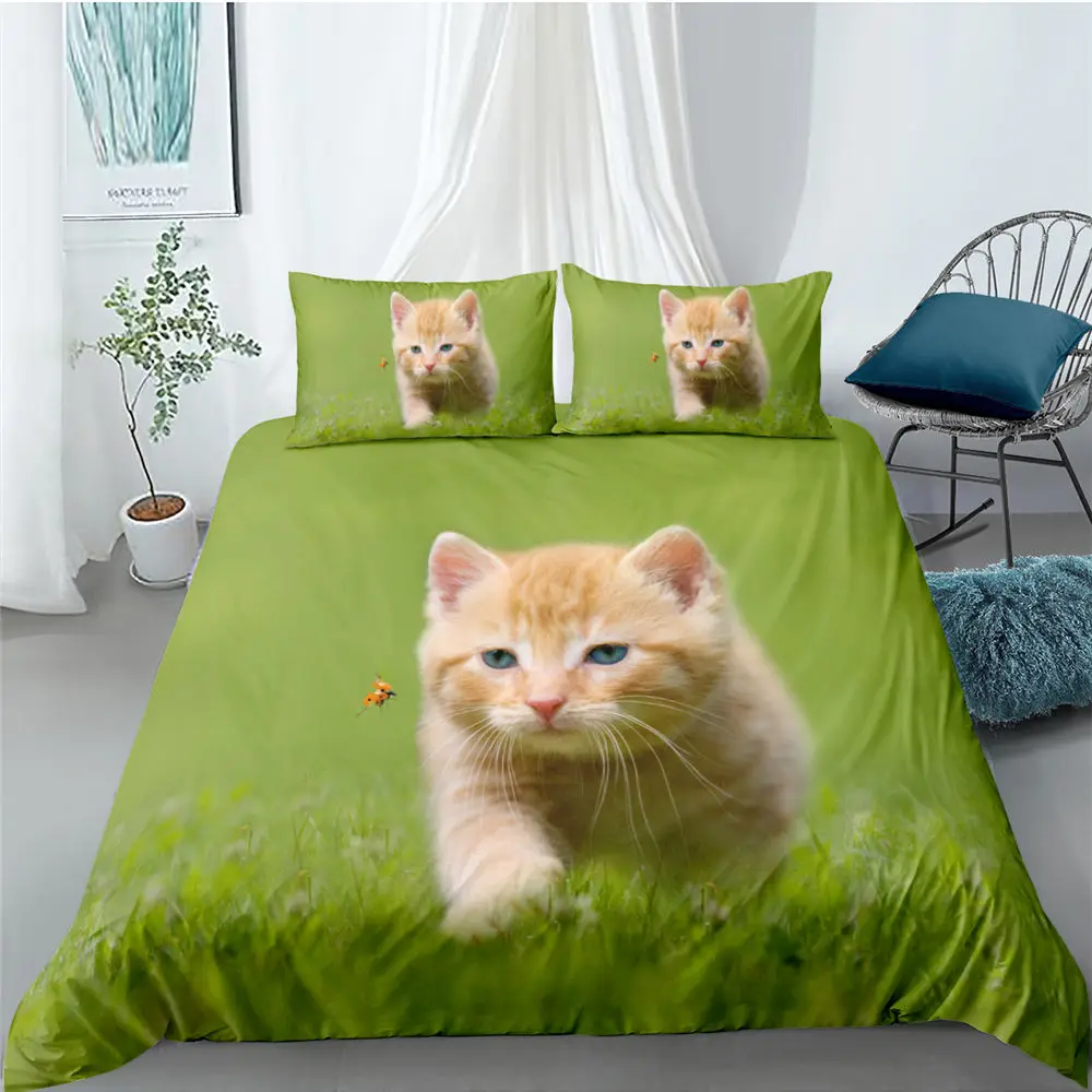 

3D Animal Cat And Dog SKull Bedding Set Soft High Quality Duvet Cover Set Twin Full Queen Size of Bed Set