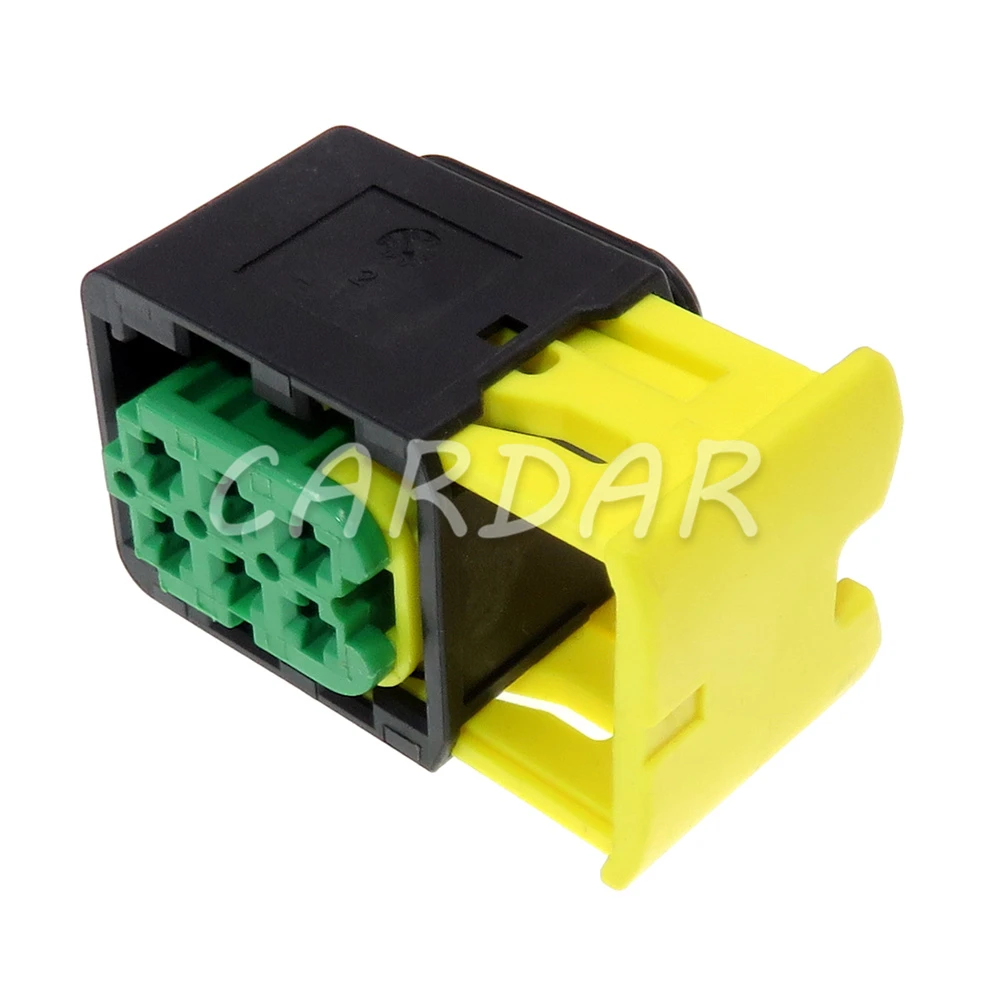 1 Set 6 Pin 3.5 Series 3-1418437-1 Auto Plastic Housing Socket AC Assembly Green Car Wire Cable Harness Connector