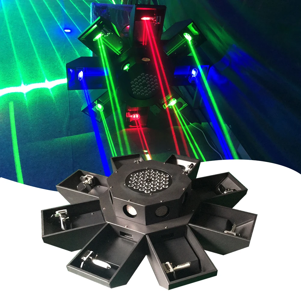

8 Eye RGB UFO Wide Beam Rough RGB Eight Eyes Beam Scanning 8 Head 8 Hole Moving Head Laser