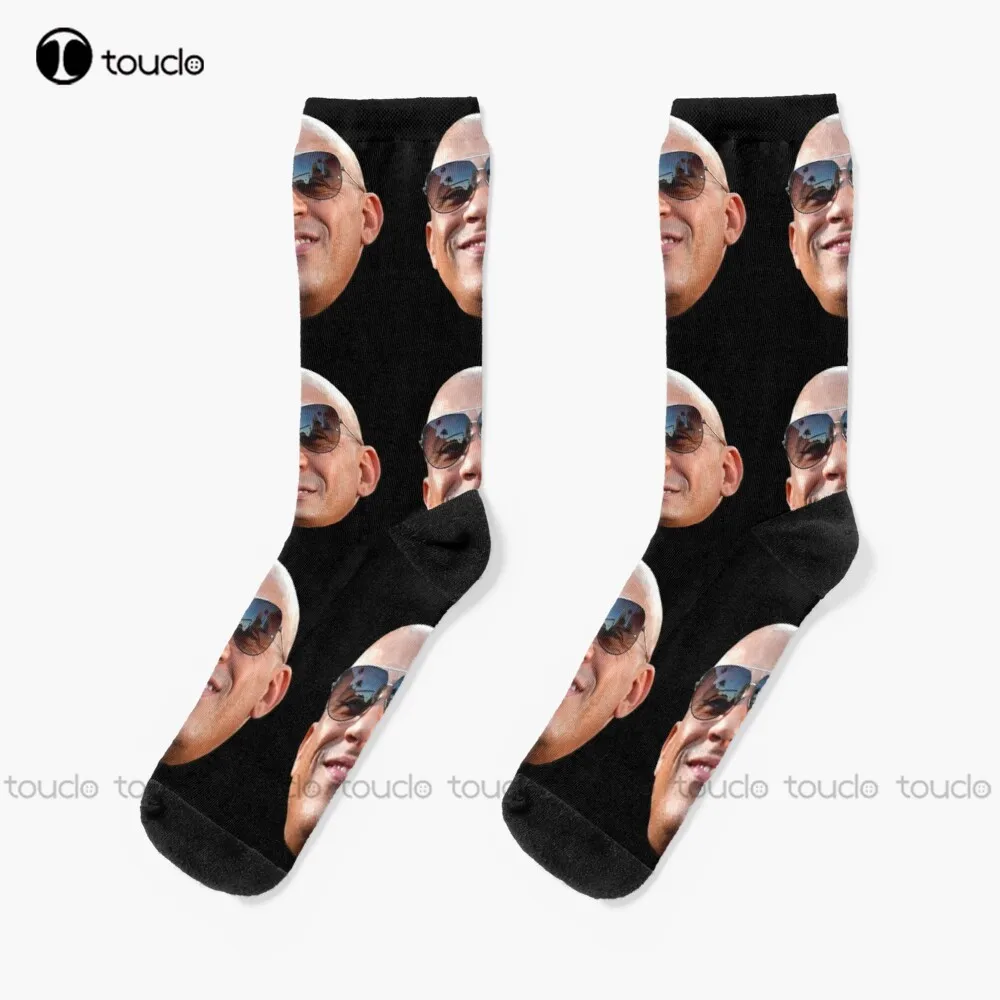 Vin_Diesel Head | Star Of Blockbuster Action Movies Digital Art  Socks White Socks Women Christmas New Year Gift Fashion New