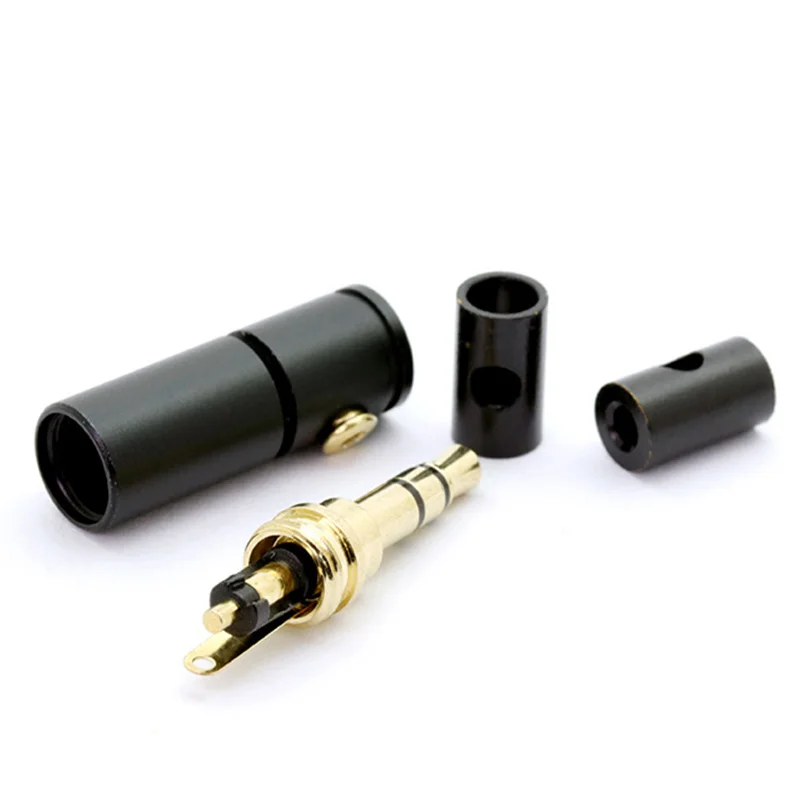 2PCS 3 Poles 3.5mm Stereo Connector with Screw Lock Gold Plated Jack 3.5mm Stereo Male Plug Wire Connector Headphone Jack