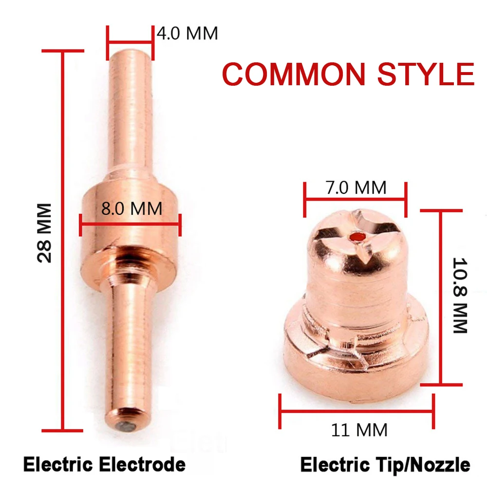 Air Plasma Cutter Consumables Standard Style Red Copper Extended Tip Electrodes and Nozzles For PT-31 30A/40A LG-40 CUT 50/60