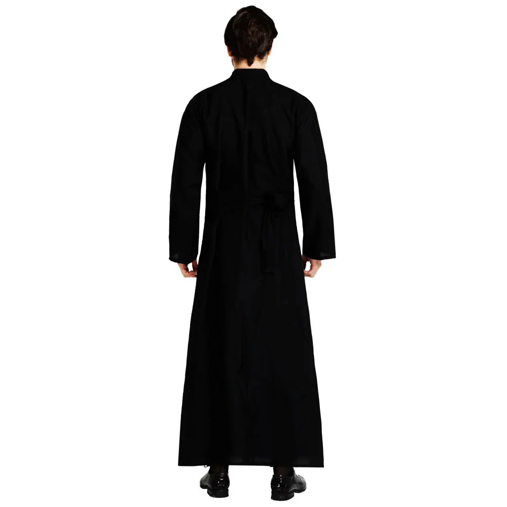 Umorden Adulto Nero Nobile Sacerdote Costume Uomini Pastore Religioso Padre Costumi di Halloween di Purim Del Partito Mardi Gras Fancy Dress