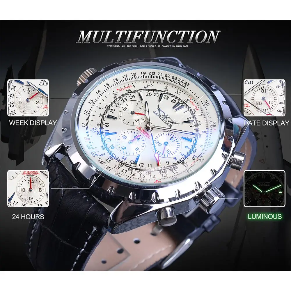 Jaragar-Montre-bracelet automatique pour homme, verre bleu, série Happator, militaire, vrai sport, marque de luxe, horloge mécanique, 2020