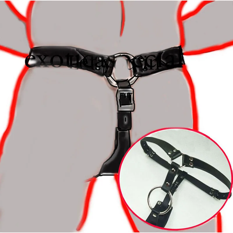 Leather Male Butt Plug Harness,BDSM Orgasm Chastity Device,Strap-On Anal Plug Bondage,Strapon Sex Underwear