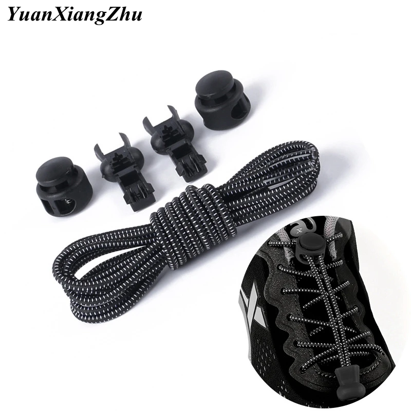 1Pair Elastic Shoe laces Round Locking No Tie Shoelaces Kids Adult Quick Lazy Laces Rubber Sneakers Shoelace 22 Colors