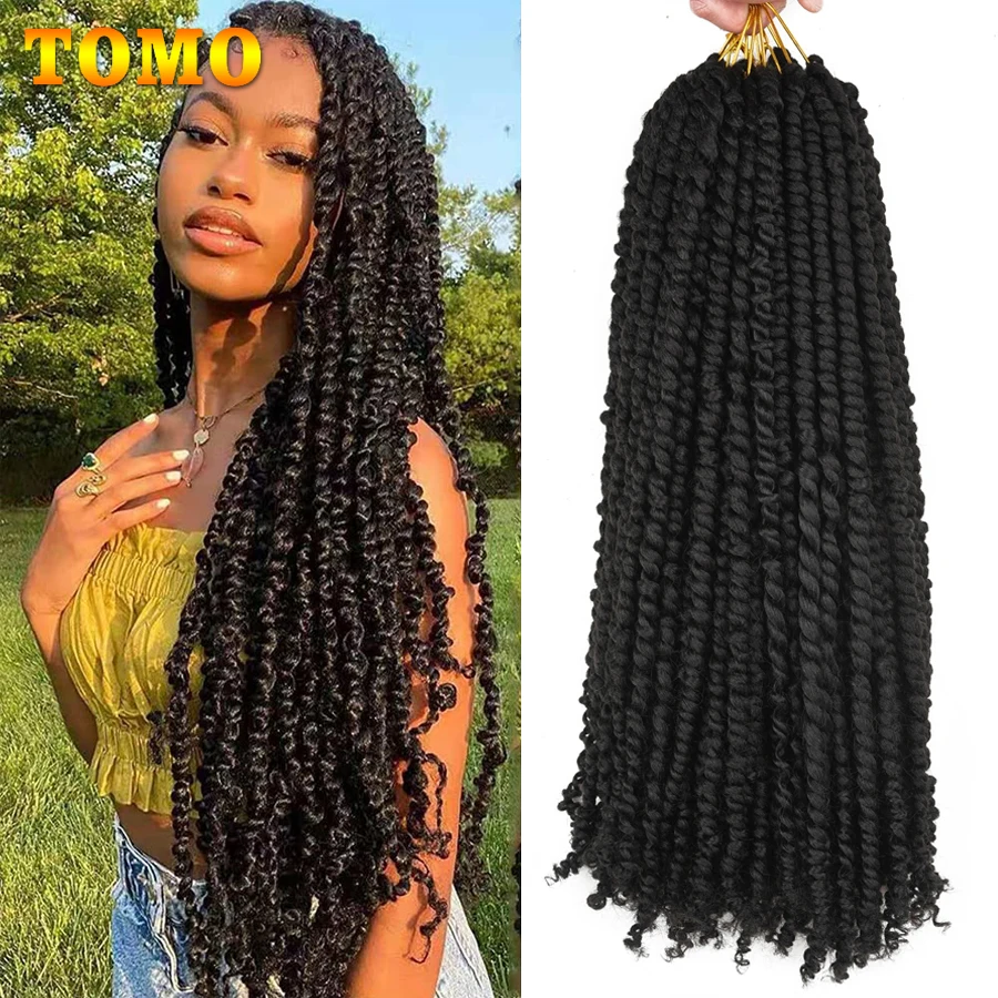 

TOMO Pre-twisted Passion Twist Crochet Hair 12 18 24 Inch Pre-looped Synthetic Crochet Braiding Hair Extensions For Black Women