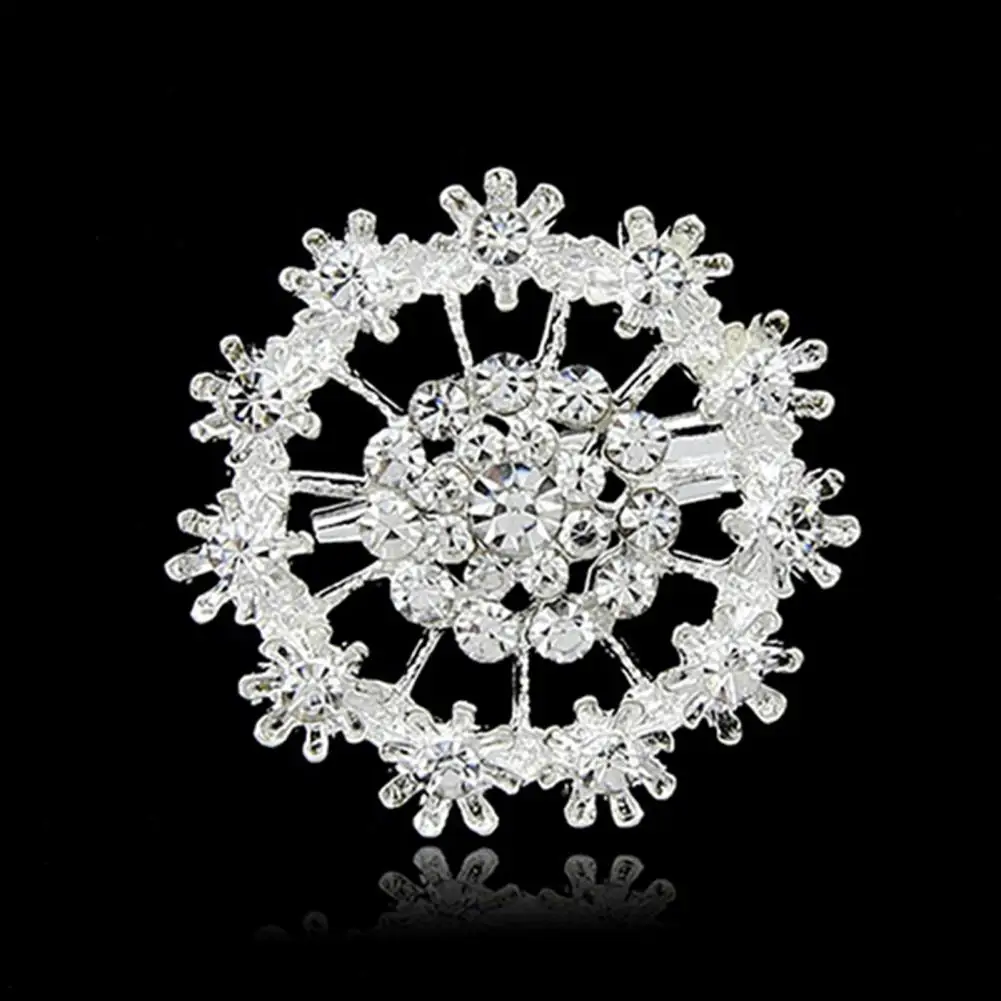 2021 Fashion Brooch Pin Shiny Anti-rust Women Flower Heart Rhinestone Crystal Rhinestone Brooches Jewelry Gifts for Wedding