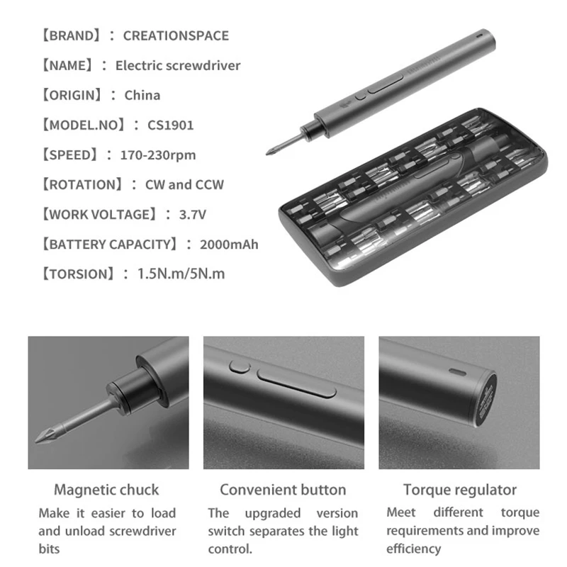 2000Mah Điện Không Dây Tua Vít Mô Men Xoắn Có Thể Điều Chỉnh 32 Bit Mạnh Mẽ Bộ Công Cụ Đèn LED Dành Cho Máy Ảnh Và Các Thiết Bị Nhỏ Sửa Chữa