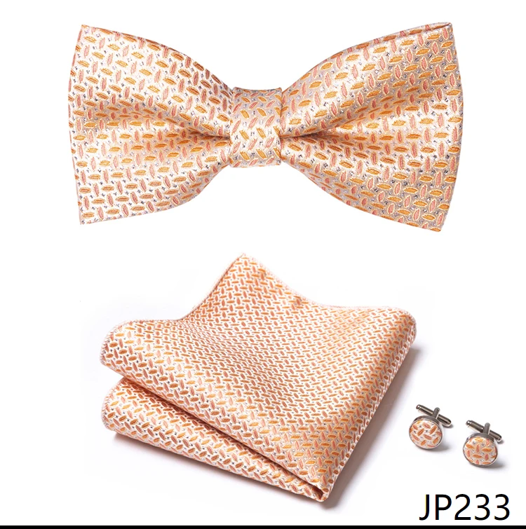 Great Quality Silver Office Butterfly Hanky Cufflink Set Bowtie For Men Geometric Hombre Formal Clothing