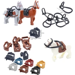 Military War Horse Building Blocks Saddle Horses Rope Whip Accessories Bricks Animal Model Educational Children's Toys C255