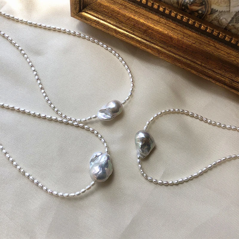 

Lii Ji 925 Sterling Silver Mini Real Pearl Baroque Pearl Choker Necklace Nice Gift for Women Christmas Gift 40+4cm