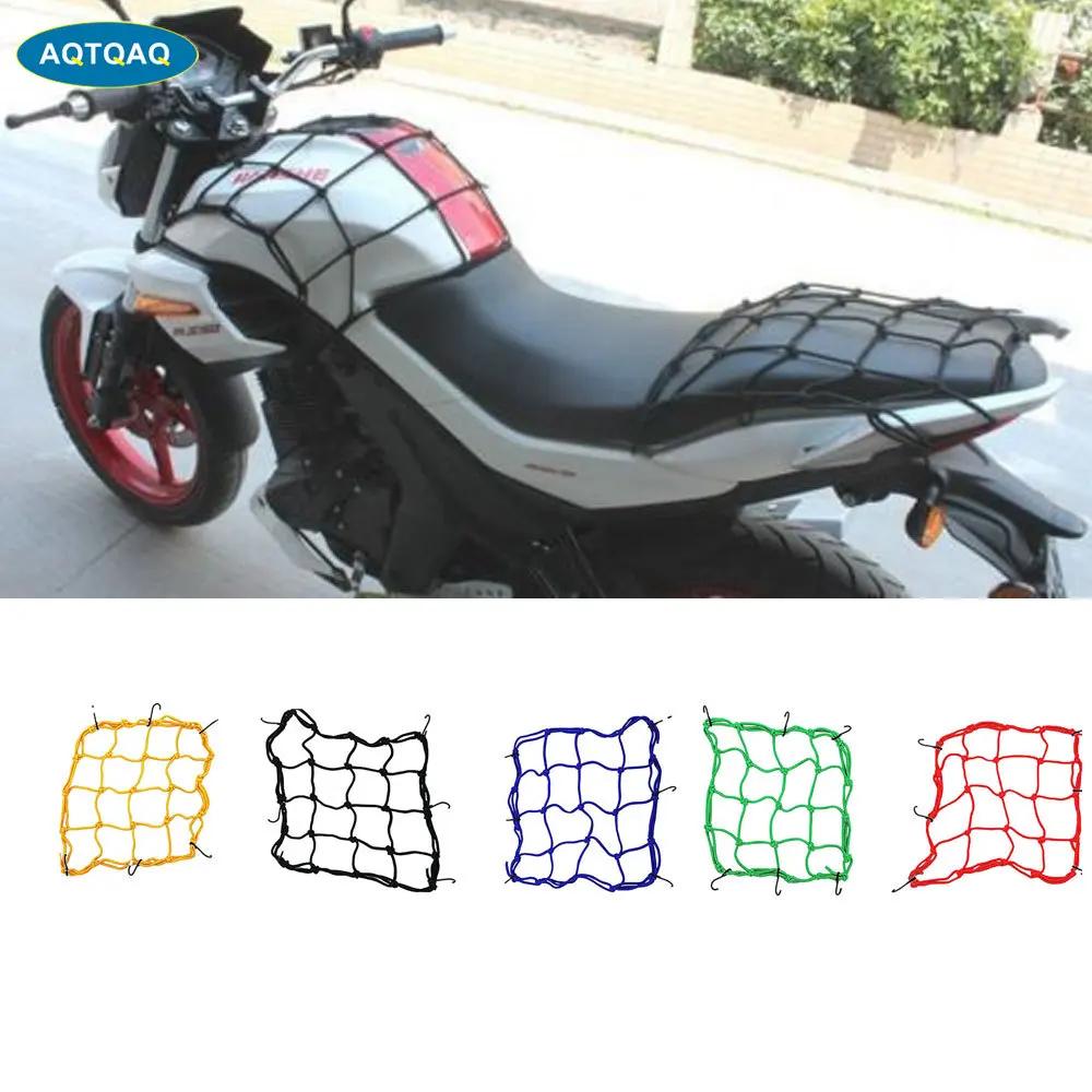 1Pcs Motorcycle Fuel Tank Network with 6 Hooks, Hold Down Luggage Net Bag Helmet Rope Net Pieces 5 Colors Travel Goods