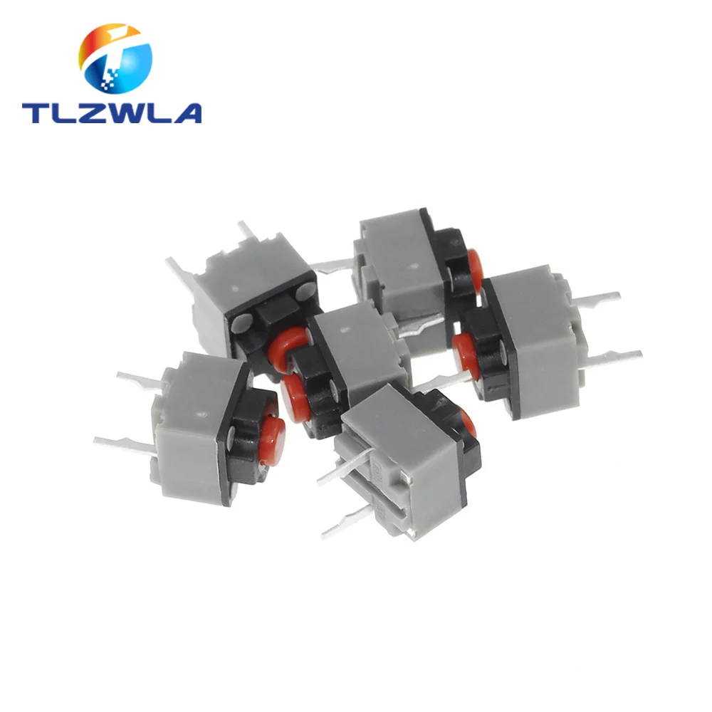 Lot De 10 Boutons MicroSwitch Kailhs Silencieux 6x6x7.3mm - Pour Souris, Clavier - 10 Millions De Clics - Jaune/Rouge