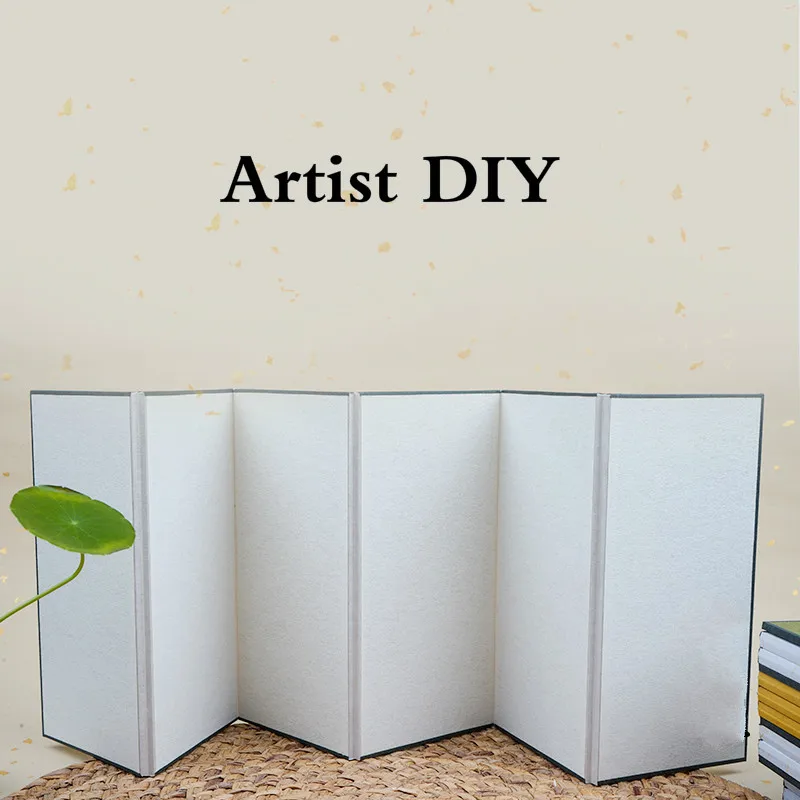 Chinese Mini 6 Panel Folding Screen Artist DIY Tabletop Blank Xuan Paper Screen Chinese Gift Art Screens Home Decoration