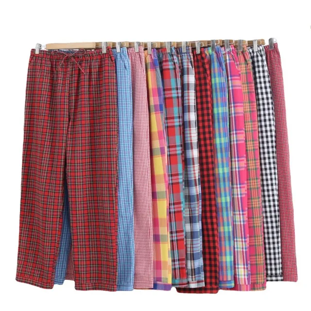 Wiosna jesień kobiety 100% bawełniane spodnie do spania kobiece wysokiej jakości bielizna nocna odzież salonowa spodnie damskie Casual Plaid spodnie domowe