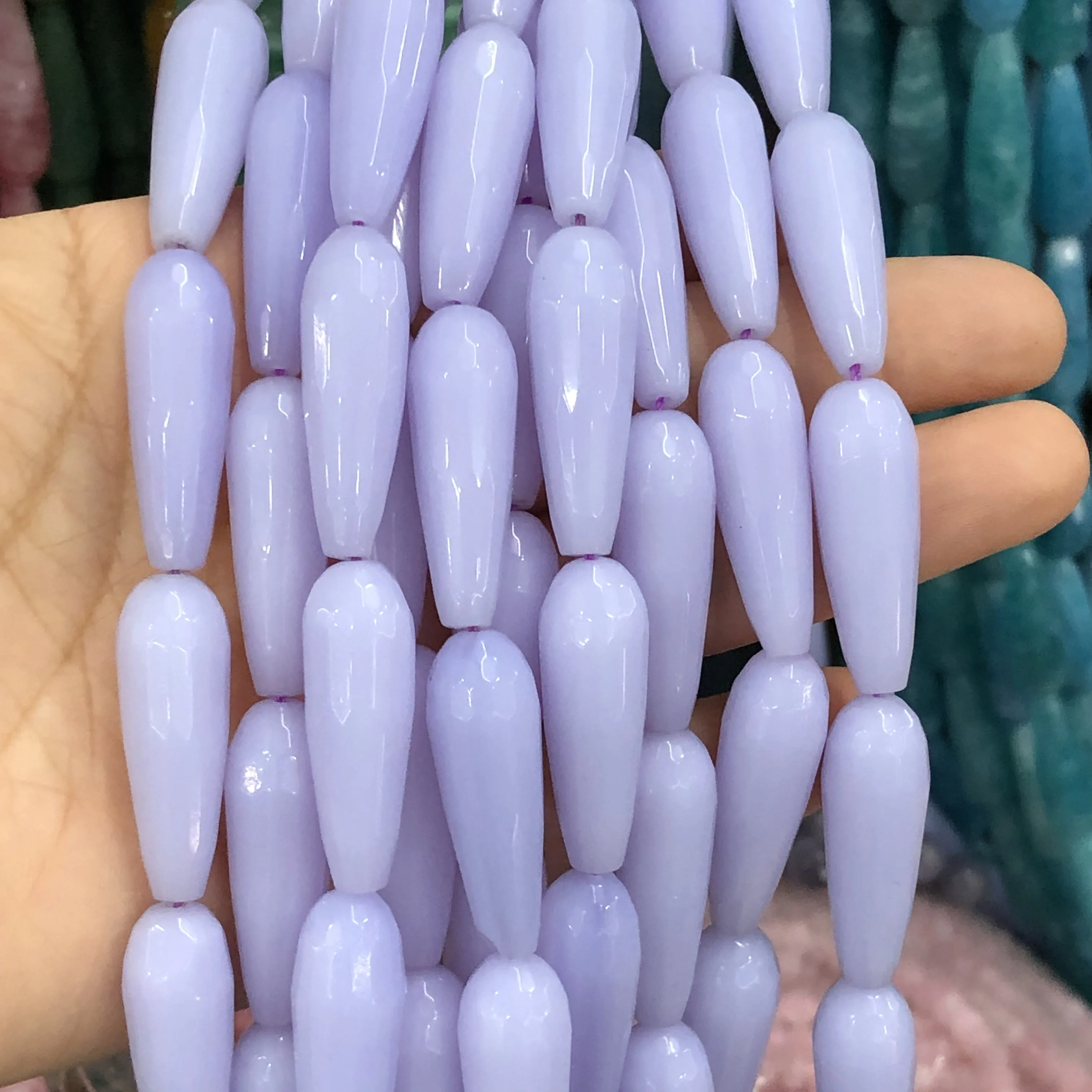 10x30mm kropla wody Faceted kolorowe chalcedon Jades z kamienia naturalnego koraliki dystansowe luzem koraliki do tworzenia biżuterii Diy