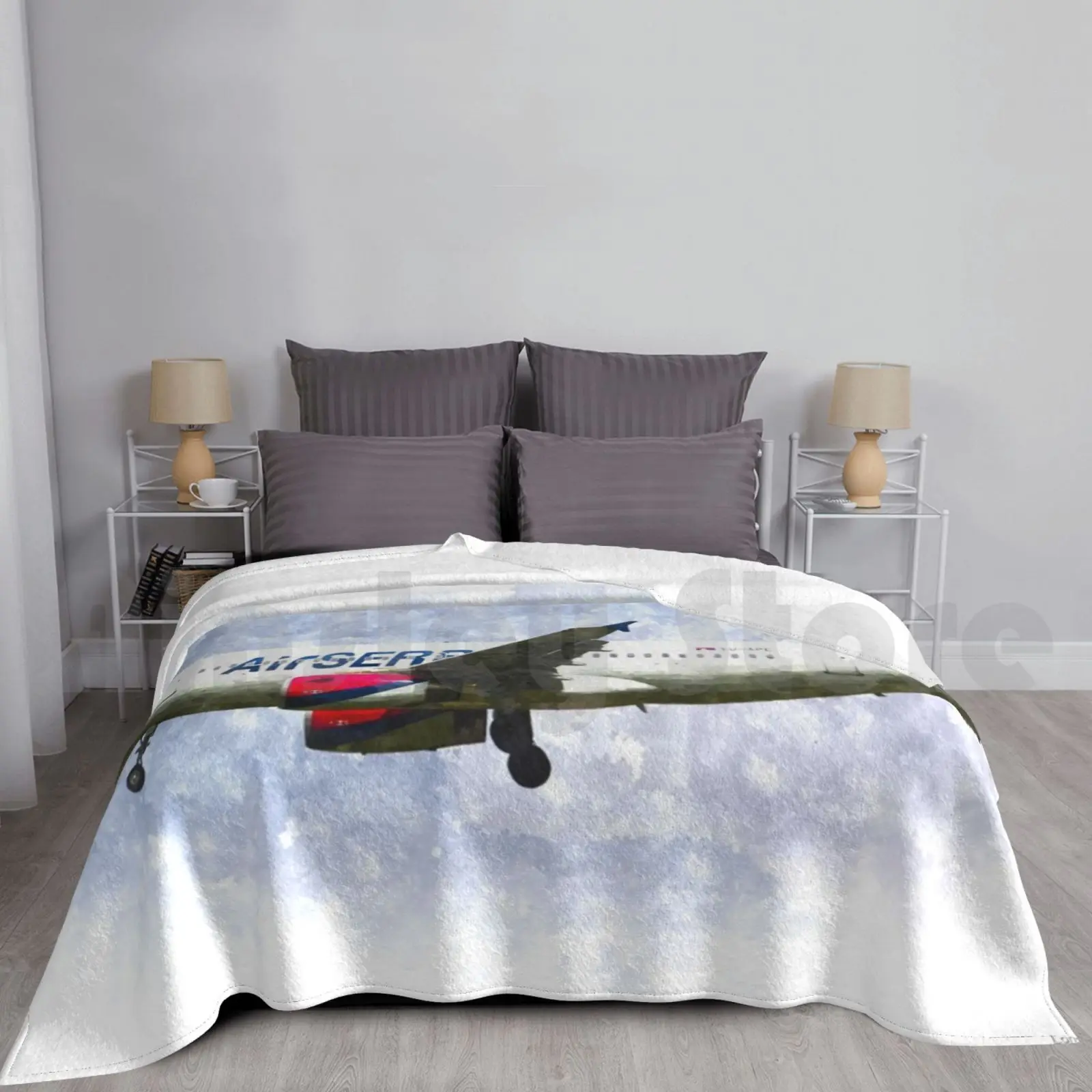 Air Serbia Airbus A319 Art Blanket Fashion Custom Air Serbia Art Art Air Serbia Serbian Air Serbia Airbus Airbus