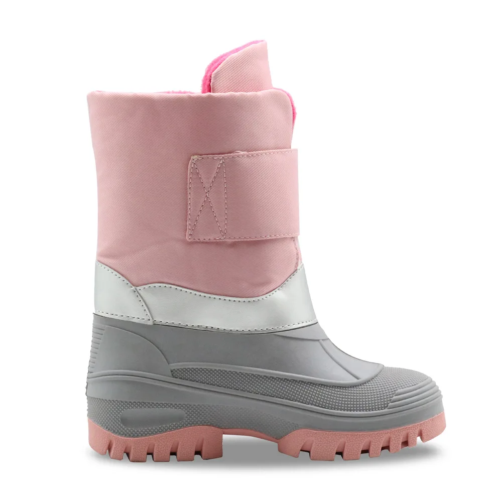 Kids Winter Snow Boots Pink Warm Shoes Thicken Footwear Rubber Sole Zip For Children Kid\'s Outdoor Girls Plus Velvet Waterproof