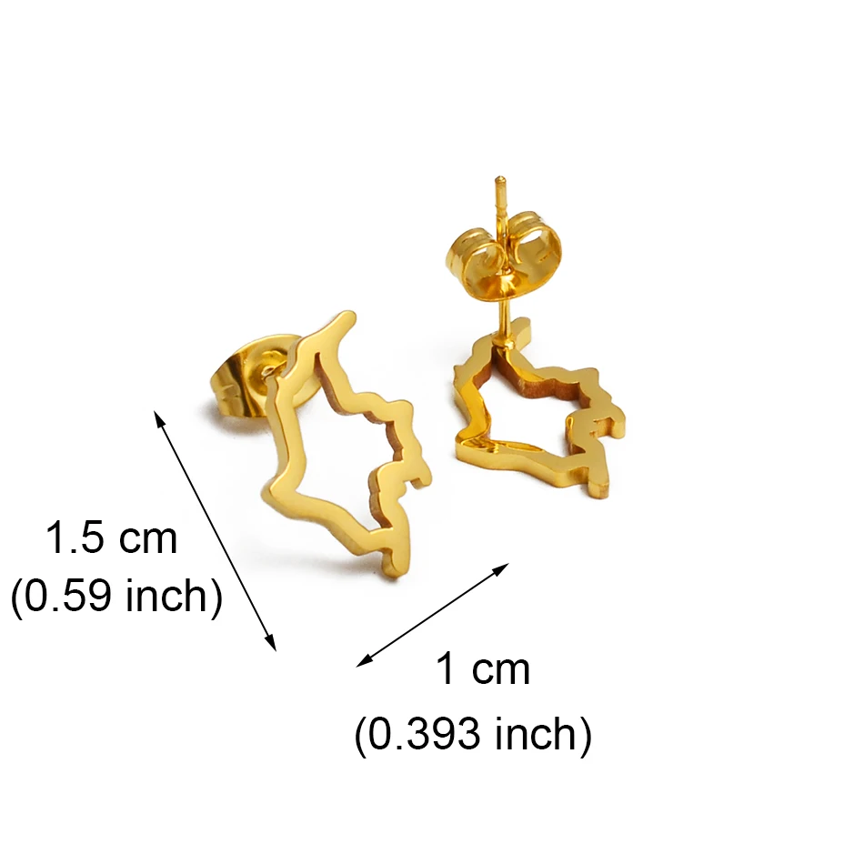 Anniyo 1.5cm Small Colombia Outline Map Stud Earrings of Colombian Jewelry Stainless Steel  #253221